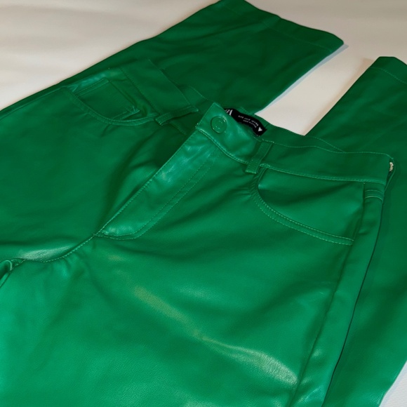✨PRICE DROP✨ Woman Coloured Faux Leather Trousers Pant Green sz - Picture 5 of 12